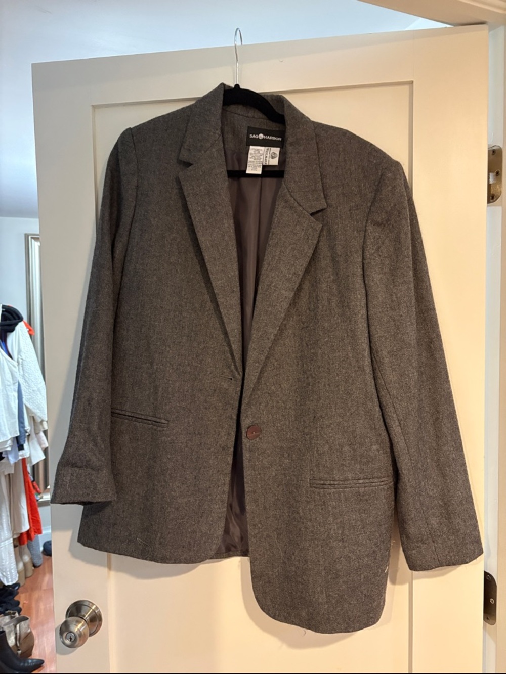 Sag Harbor Men's Gray Single-Button Blazer